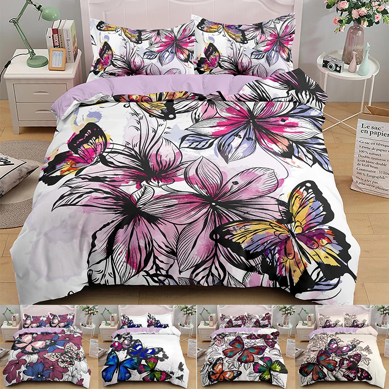 

Прямая поставка, пододеяльник с изображением бабочки и наволочки, одеяло, комплект одеял, одинарный, двойной, двойной, полноразмерный, Корол...