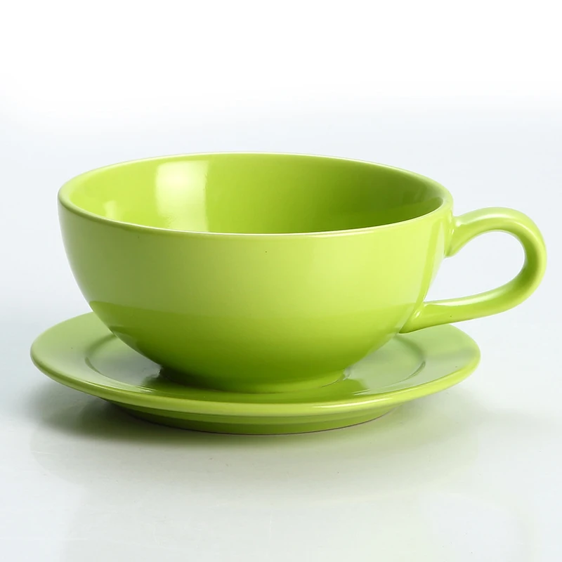 GRASS GREEN Новая керамическая кофейная чашка в скандинавском стиле с поддоном, 250 мл, одиночная глазурь, керамическая кофейная чашка, блюдце, набор, чашка для латте, капучино, молочный чай - Цвет: GRASS GREEN