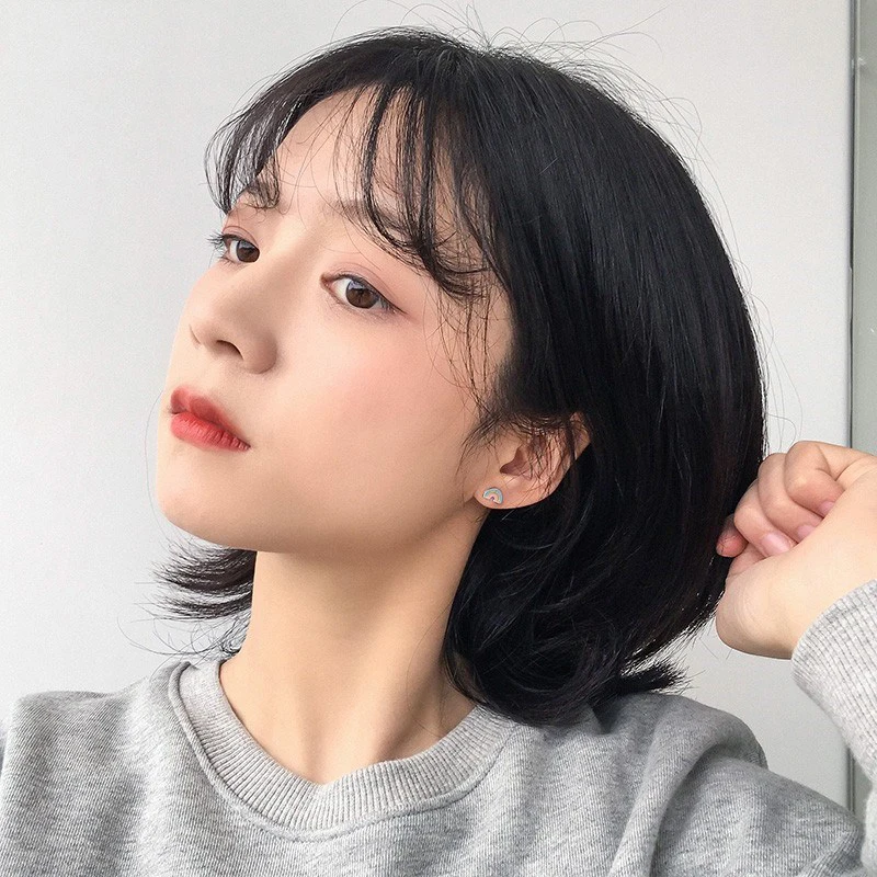 Серьги клипсы без пирсинга маленькие милые серьги с радужным единорогом для