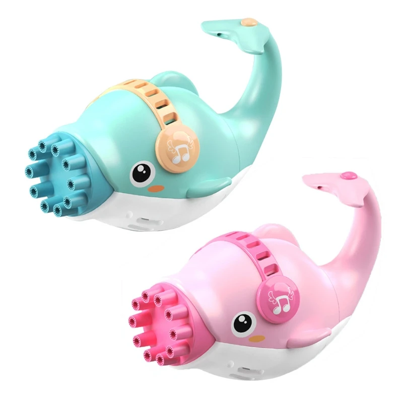 

Игрушка-Воздуходувка с зеленым/розовым дельфином, устройство для выдувания пузырей с 10 отверстиями, интерактивный уличный комплект, электр...