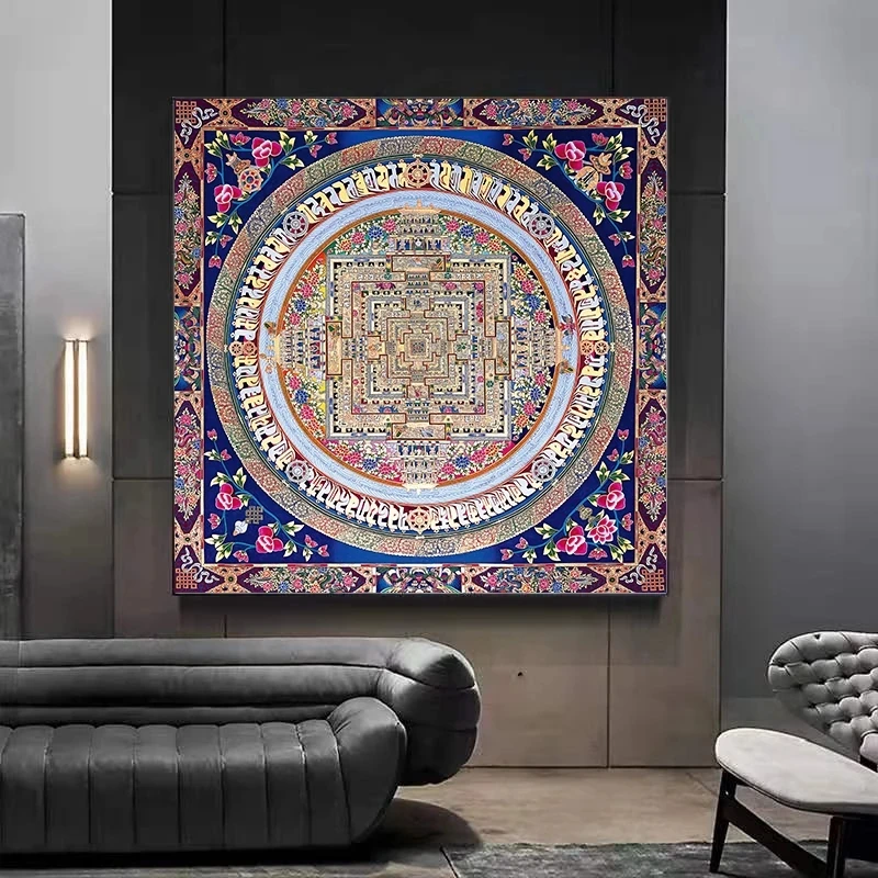 Современные картины Thangka Мандала с Буддой абстрактные постеры и принты настенные