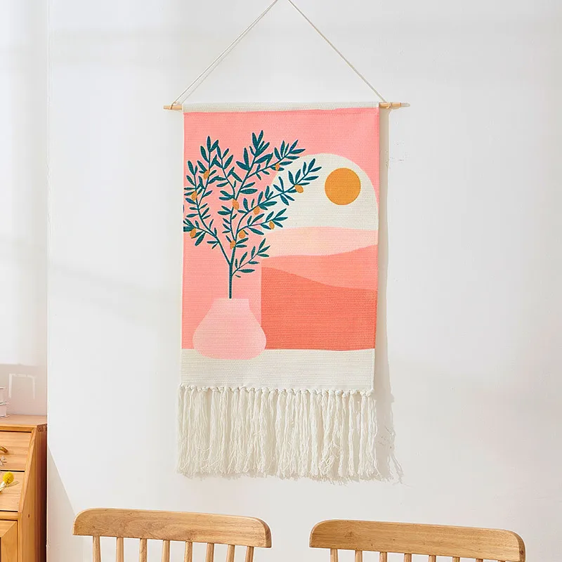 

Home Decoration Bedroom Room Layout Hanging Cloth Nordic Style Famous Decoration Woven Tapestry Tassel Wall Hanging