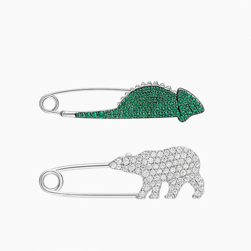 Женская брошь в форме белого медведя SLJELY из стерлингового серебра 925 пробы