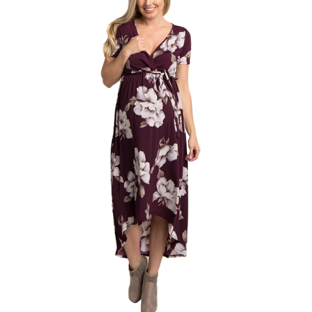 2020 модное летнее платье с цветочным принтом для беременных женщин Повседневный