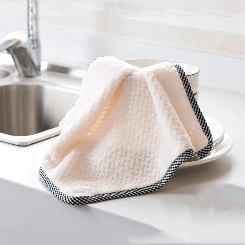 1 шт. бархатное полотенце кораллового цвета кухонные салфетки без ворса мягкая