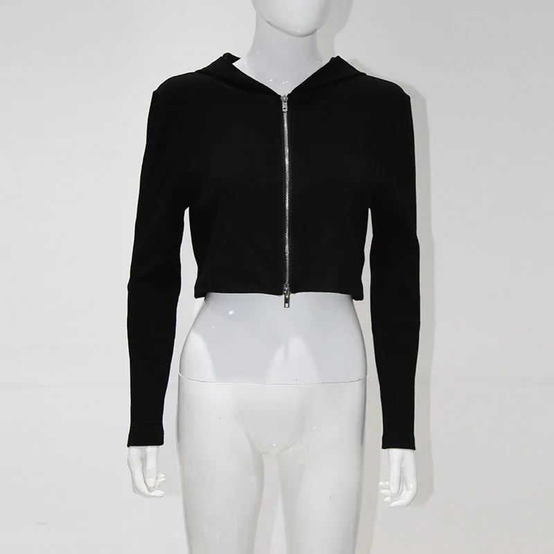 OUMEA женские двойной конец застежки-молнии металла ребра укороченные трикотажные