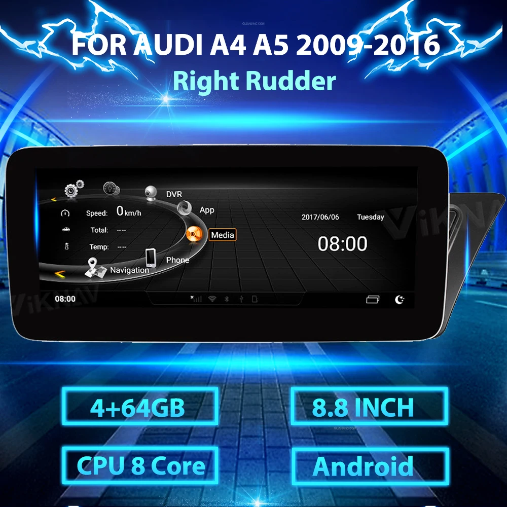 

Автомагнитола 2DIN, мультимедийный проигрыватель на Android с экраном 8,8 дюйма, DVD, GPS, навигацией, для Audi A4 A5 2009-2016