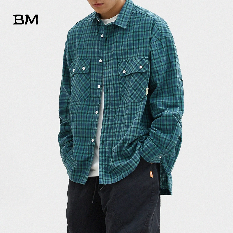Высокое качество клетчатая рубашка мужская импортная Китай свободная чистый