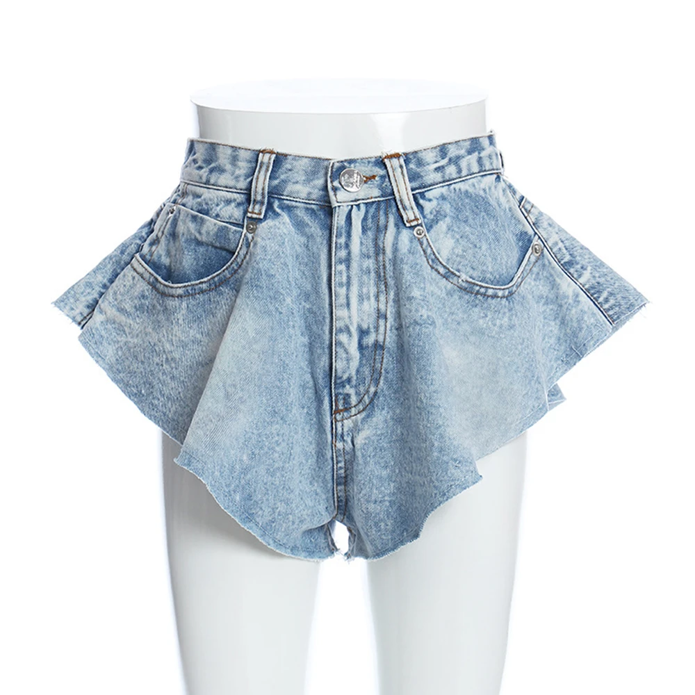 2020 модные широкие летние джинсовые шорты женские джинсветильник светло голубого