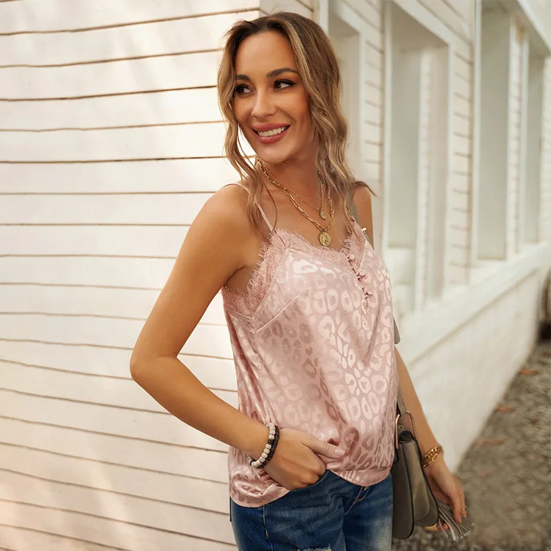 

2021 Summer New Sexy Tank Top Women Fashion Camisole Women's Tops Lace Loose V-neck Sleeveless Plus Size Top for Woman