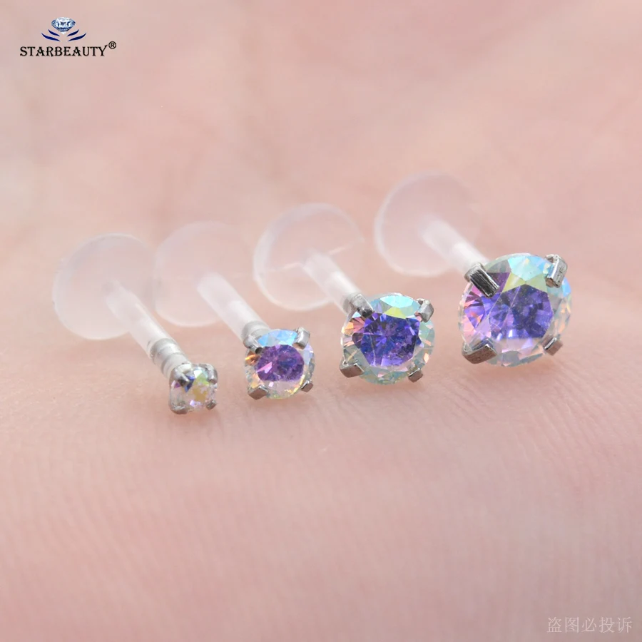 Starbeauty 1 шт. 16G 2/3/4/5 мм прозрачный бар кольцо-гвоздик в нос спираль козелка пирсинг ореха Лабрет, украшение для пирсинга кольцо для губ уха сережки для пирсинга