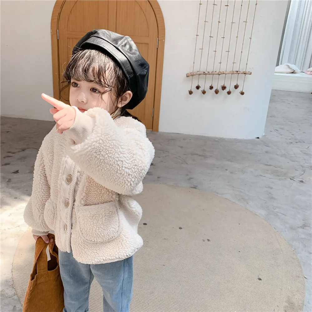 New 2020 Baby Girl Wool Jacket for Fur Coats Toddler Outfits Thick Jackets Kids Winter Clothes Children Outerwear | Детская одежда и