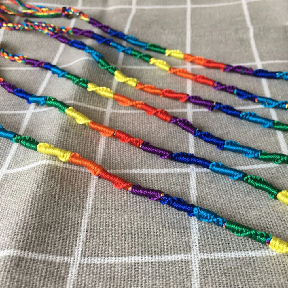 ABL233(10) Bracelets Girls Gift DIY Charm Rope Bracelet Rainbow LGBT Pride Braid Strands Friendship Cord Handmade | Украшения и