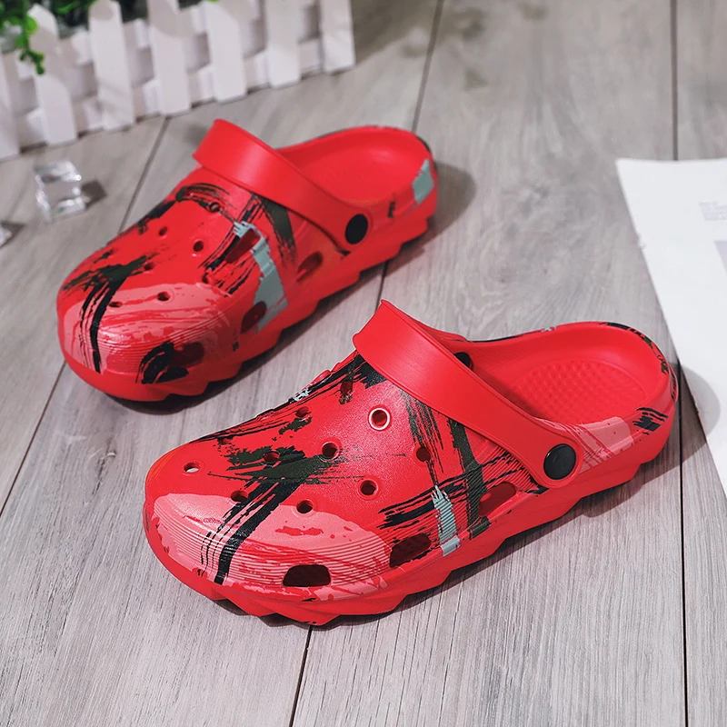 Сандалии женские пляжные красные кроссовки из ЭВА легкие на плоской подошве