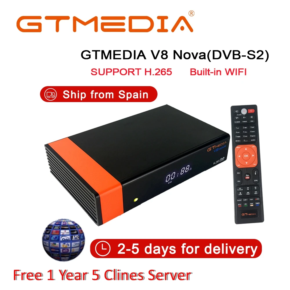with 1 Year CCCam V8 Nova DVB-S2 ТВ приемник Цифровой спутниковый ТВ приемник декодер с Wi-Fi Встроенный 1080P Full HD Поддержка PVR, PowerVu Biss ключ - Цвет: with 1 Year CCCam
