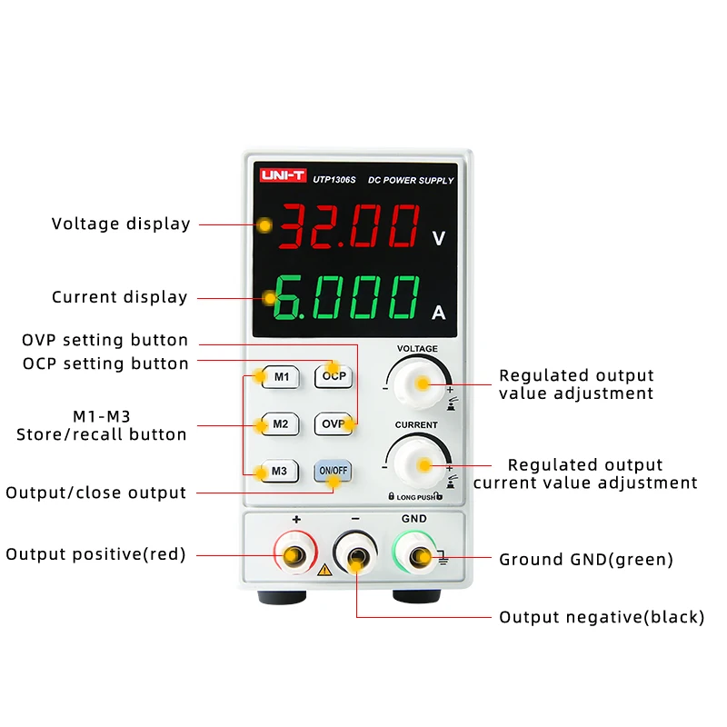 Регулируемый Линейный источник питания постоянного тока UNI-T UTP1306S 32 В 6 А