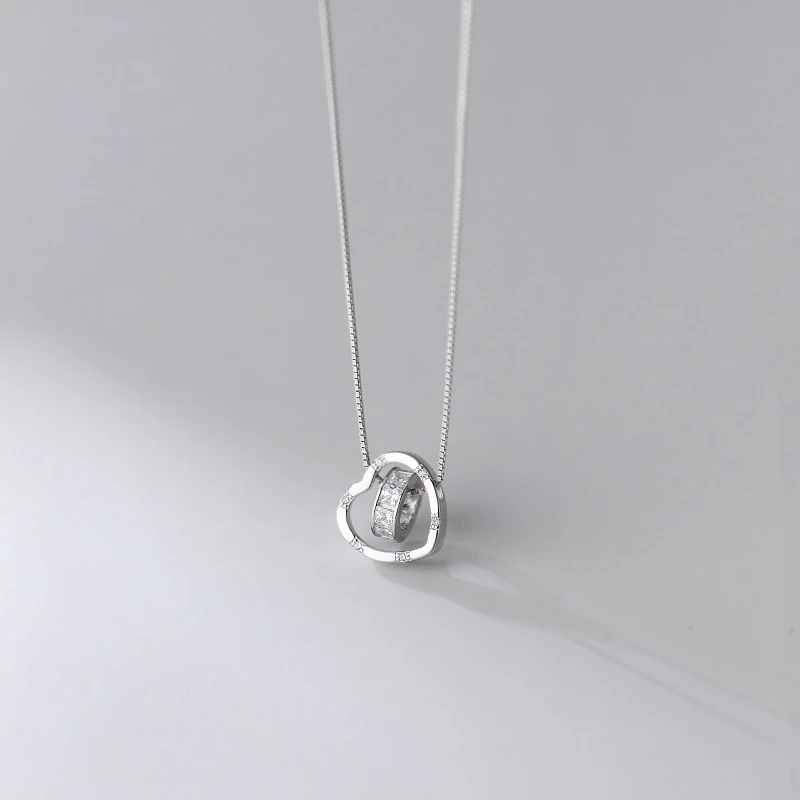 Для женщин ожерелье с подвеской в форме сердца коробка цепочка на шею 925