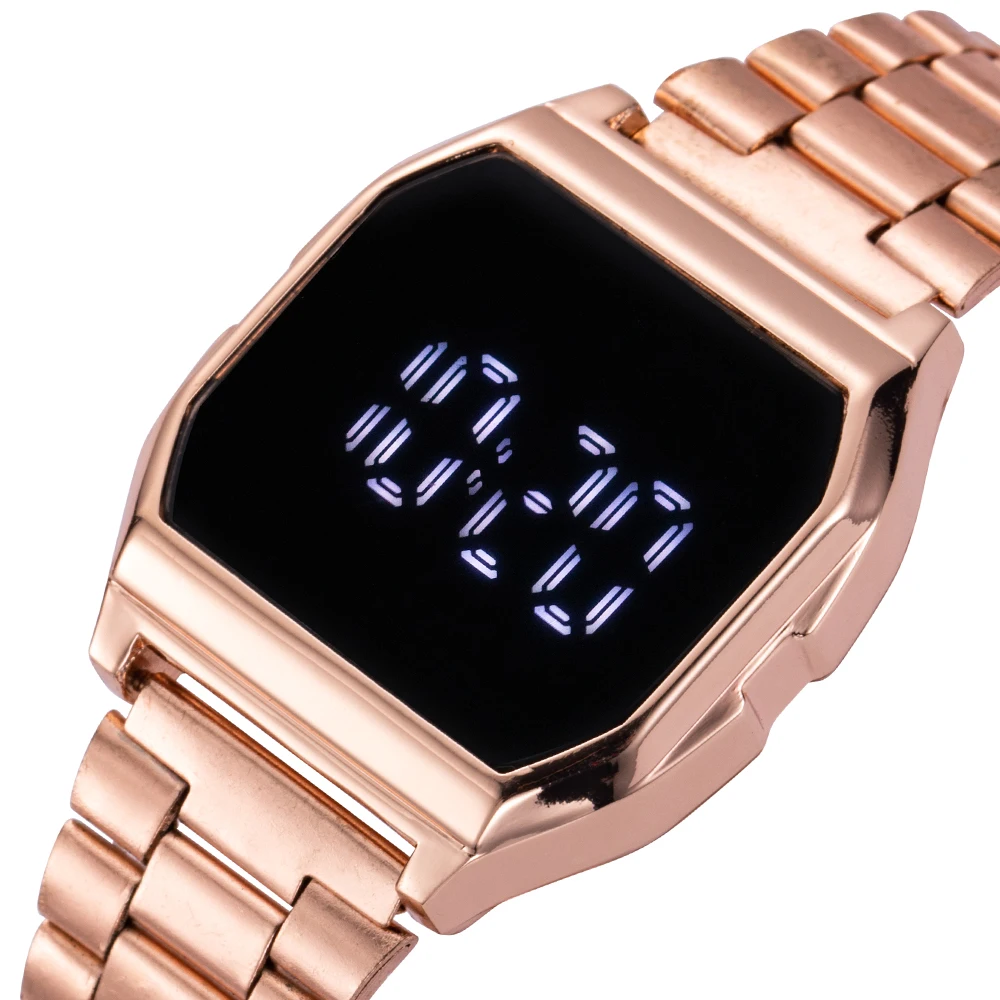 

Digital Watch For Women Luxury Branded Women's Watches Fashion Ladies Wristwatch Electronic Clock Stainless Steel Bracelet Reloj