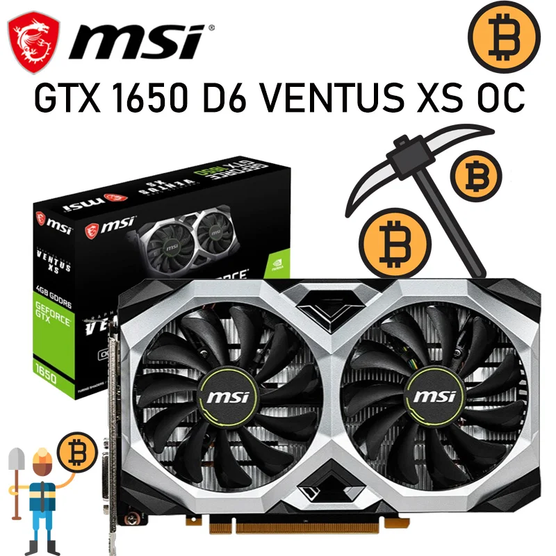 

GDDR6 MSI GeForce GTX 1650 D6 VENTUS XS OC Graphics Card 12000MHz 4GB 128bit PCI Express 3.0 16X GTX 1650 Gaming Video Card New