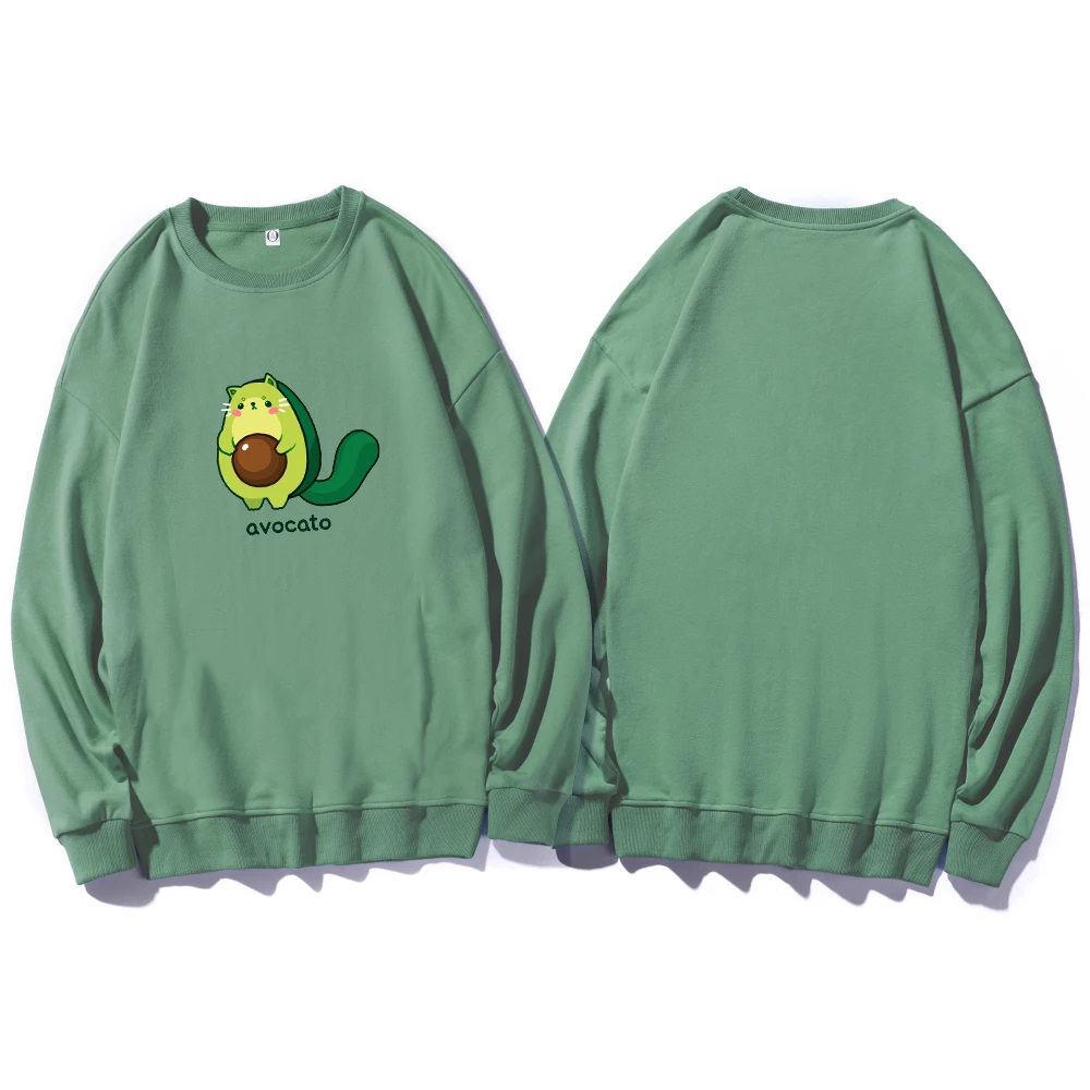 Oversized Hoodies Avocado Print Crewneck Sweatshirts Spring Harajuku Casual Vintage Korean Hoody Pullovers Women Men Sweetshirts