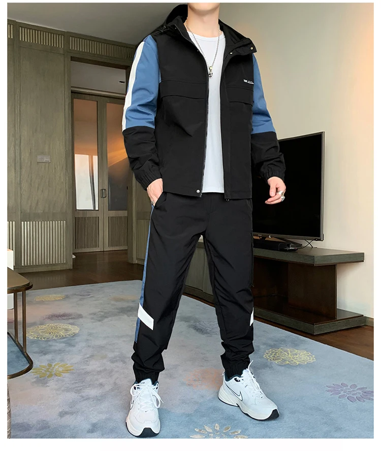 

Men's casual sports suit, trendy youth clothing, clean and handsome, durable, street running, jogging, basketball sportswear