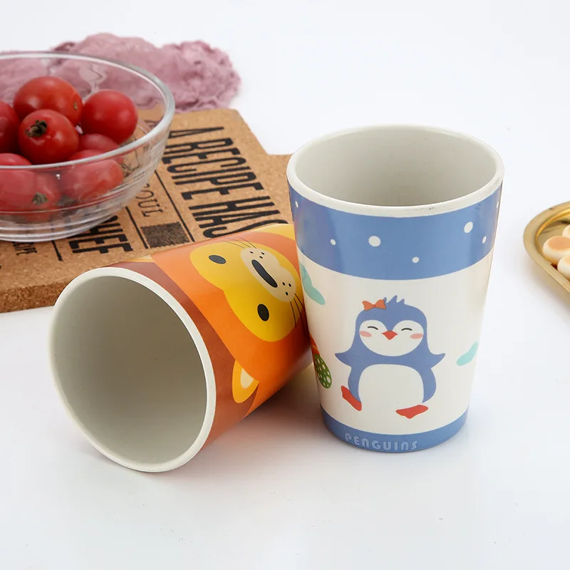 Household Bamboo Fiber Children Drinking Cup Cartoon Baby Anti-scalding Baby Water Cup Water Bottle Water Bottle Portable
