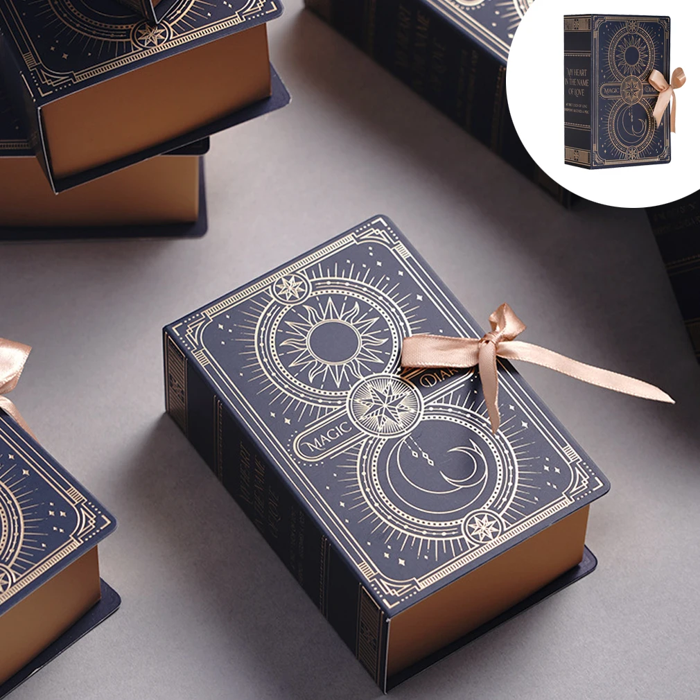 

Magic Book Gift Box Flower Handbag Exquisite Bronzing Wedding Candy Box Baby Shower Packaging Box Birthday Party Christmas Decor