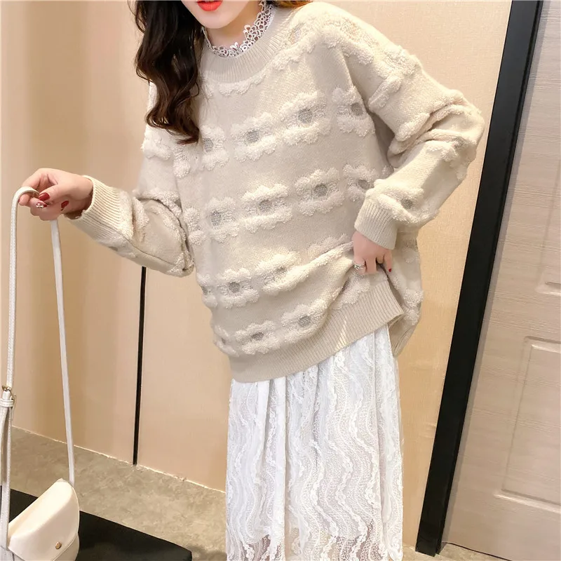 2021 Autumn And Winter New Women's Mid-length Pullover Sweater Scarf Two-piece Korean Loose Fashion Base |