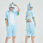 Детская Пижама кигуруми, летняя пижама для девочек с единорогом, пижама с пандой, детский комбинезон