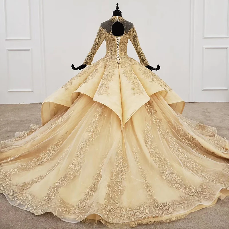 HTL1207 Luxury Evening Dress High Neck Applique Sequin Beading Pattern Lace Up Back Women Evening Dress Dress Women Evening