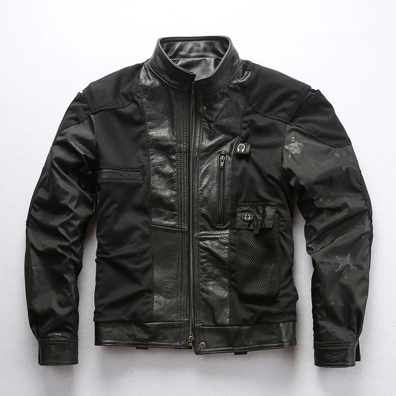 Мужская куртка из 2021 натуральной кожи на весну и осень 007-ю годовщину полицейская