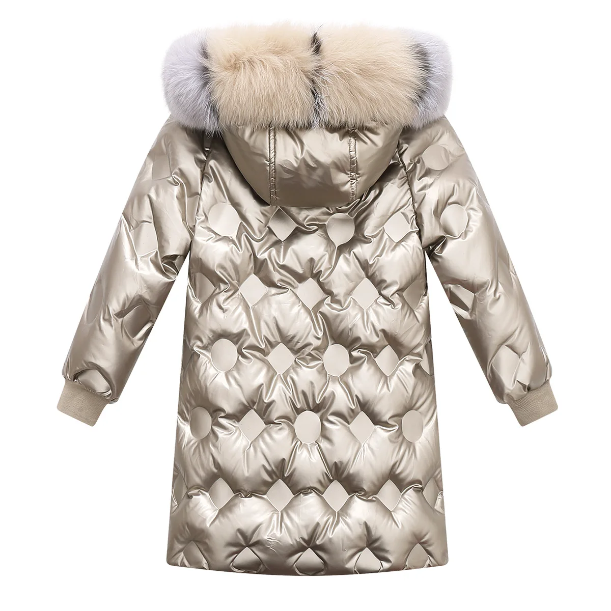Boys Girls jacket Fur Padded Outerwear fall Children jacket 2022  Winter Fashion Hooded Coat Bright Leather Waived Wash Coat