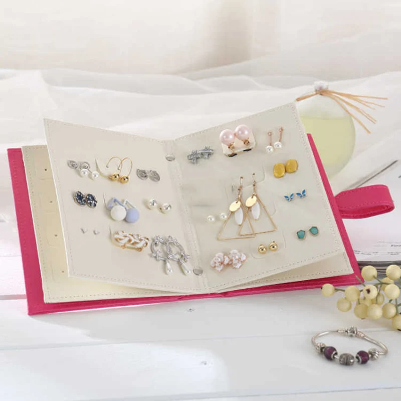 Creative Jewelry Display Box Stud Earrings Storage Stand Album Princess High-End Hanging Portable Foldable Holder Organizer | Дом и сад