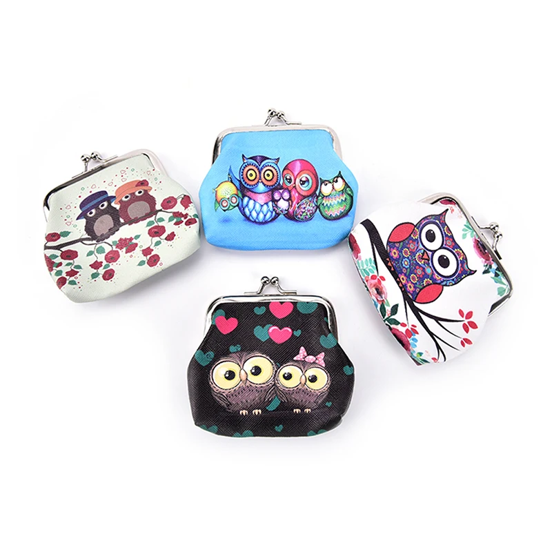 1 шт. с принтом совы Дамский кошелек для монет Карманный мешочек монеткой