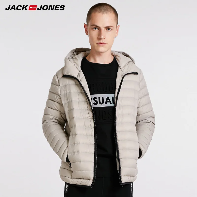 JackJones мужское однотонное Спортивное зимнее теплое пуховое пальто с капюшоном |