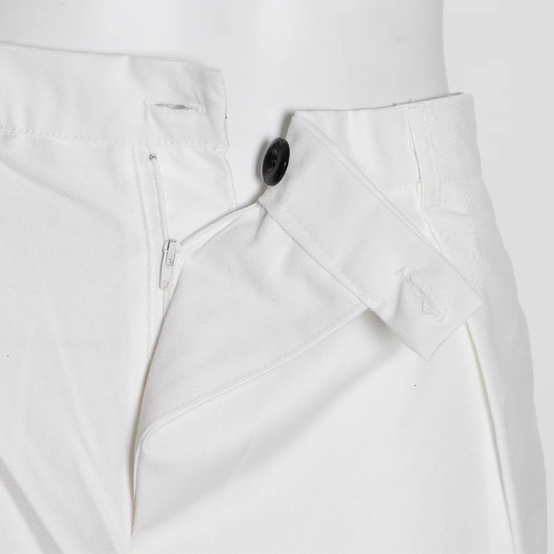 CHICEVER Summer Elegant Solid Women Pant High Waist Irregular Button Fly Pockets Pleated Slim Regular Female Straight Pants