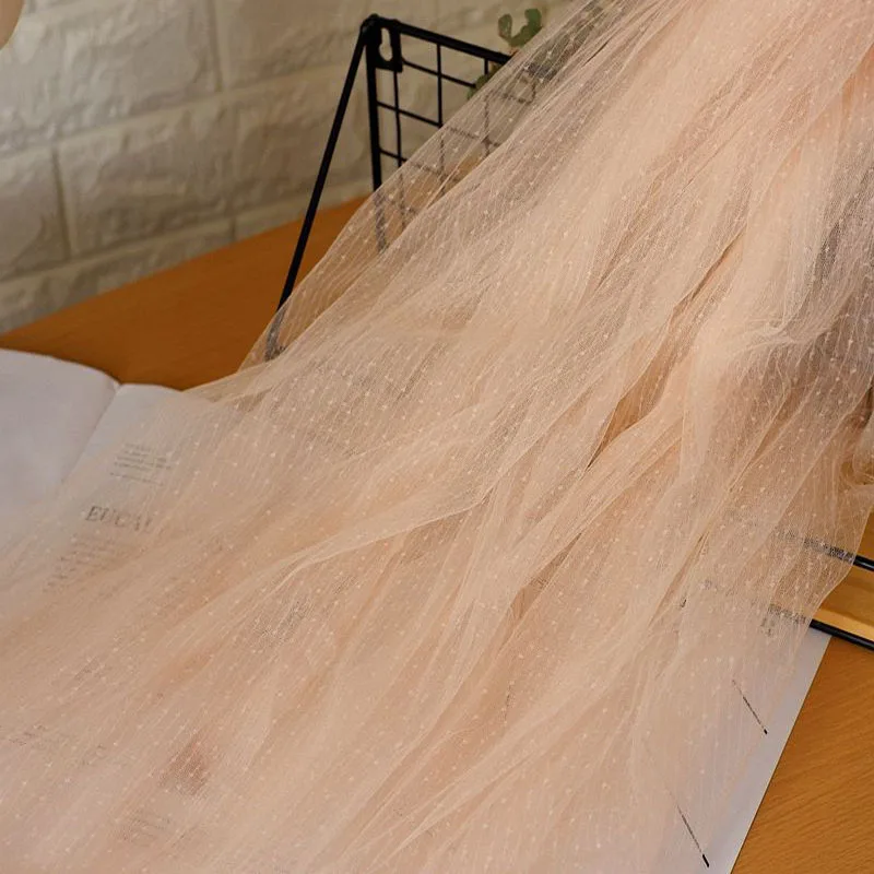 Сетчатая кружевная ткань в горошек белый и черный цвет ширина 150 см для