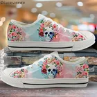 Кроссовки женские ELVISWORDS вулканизированные, с 3d-рисунком черепа, цветов