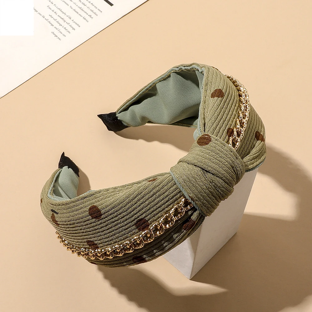 Резинка для волос Ruoshui с узлом женская ободок в горошек аксессуар цепочкой тюрбан