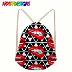 Женская сумка на шнурке, с геометрическим рисунком губ