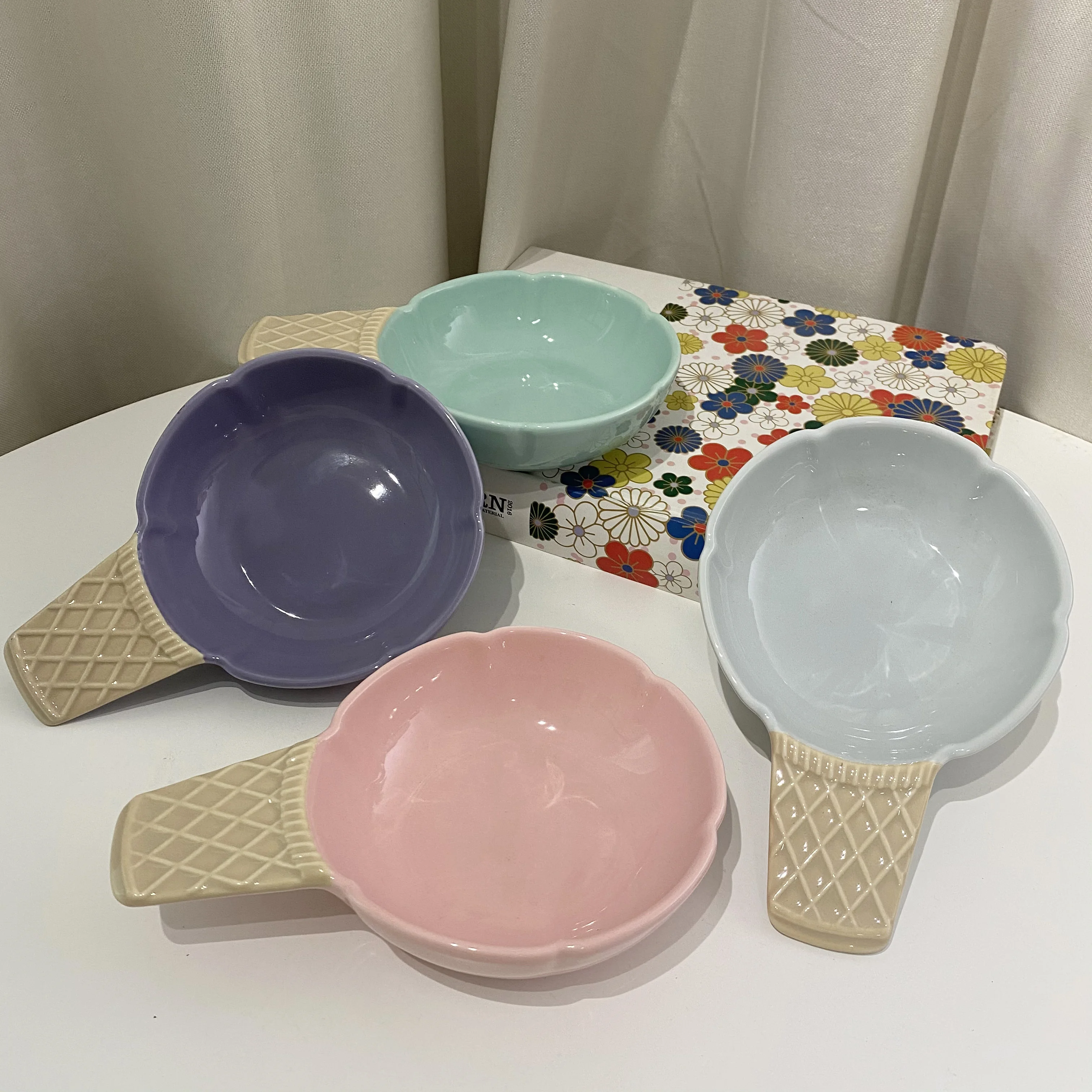 

Ice Cream Bowl Cute Korean Breakfast Cereal Dessert Japanese Style Ramen Bowl Smoothie Mixing Cuencos Cocina Dinnerware DE50W