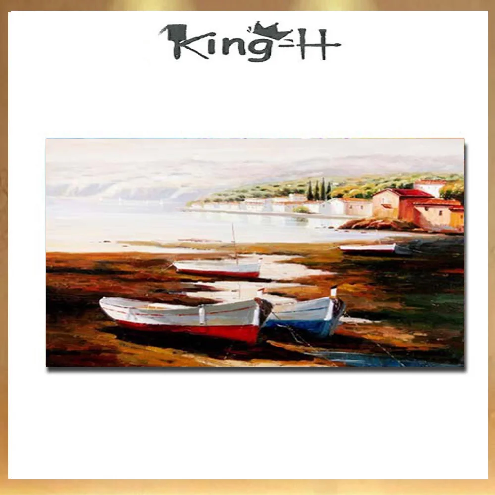 

Ручная работа абстрактный красивый вид корабля Красочный Морской Холст Картина маслом Настенная картина для гостиной прохода Современный ...