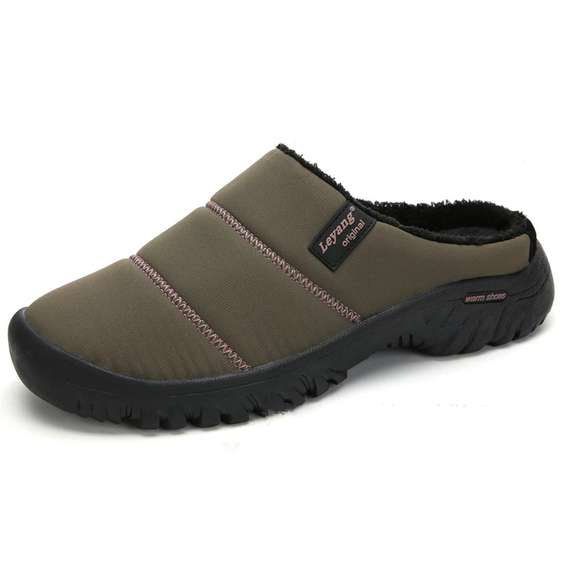 Мужские домашние тапочки Водонепроницаемые с меховой подкладкой Женская зимняя