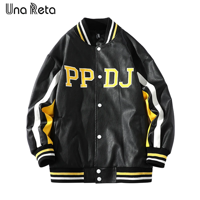 

Мужская куртка Una Reta, новая осенняя Уличная Повседневная куртка в стиле хип-хоп, свободная бейсбольная куртка из искусственной кожи
