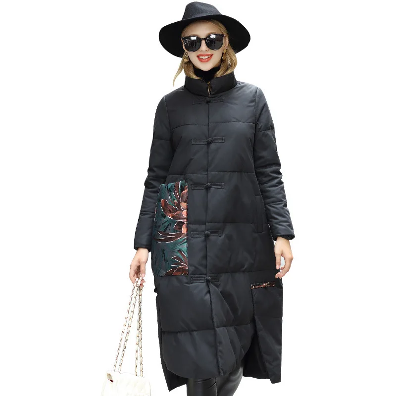 Новинка 2019 зимний женский пуховик в стиле ретро с пряжкой из кожи принтом овечьей