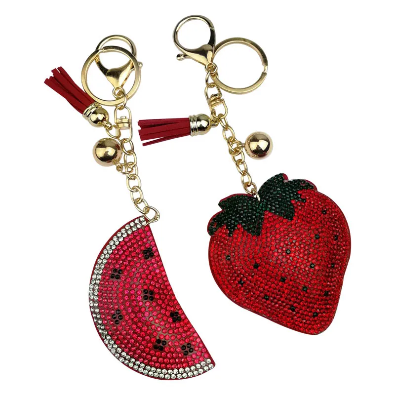 

Full Crystal Rhinestone watermelon Keychain Car keyrings Women's bags Decoration Accessories horse Pendants Jewelry