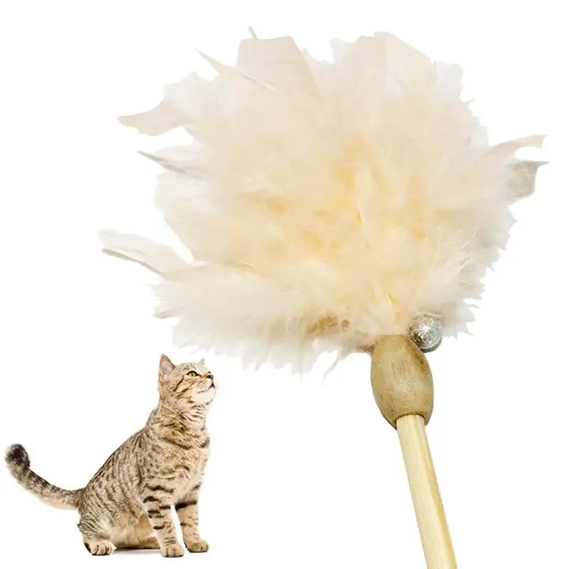 

New Cat Toys Wand Faux Feather Interactive Kittens Teaser Toy Cute Cat Toys Wand With Bell Funny Cats Chaser Teasing Stick