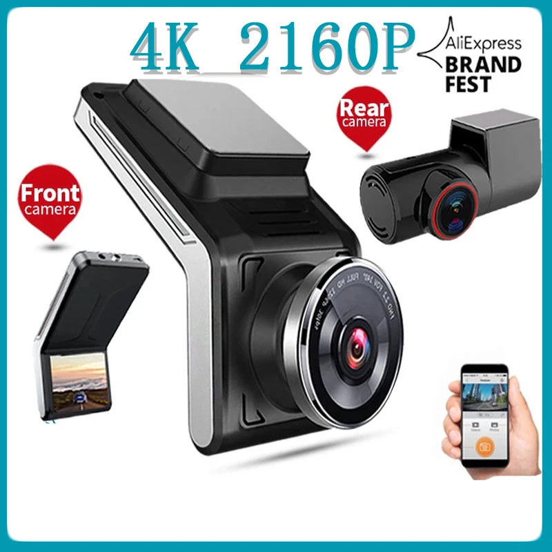 

Car Dvr Dual Lens WIFI 4K Dash Cam Front And Rear Dashcam 2160P Video Recorder Auto Car Camera Rear View 24H Parking Monitoring
