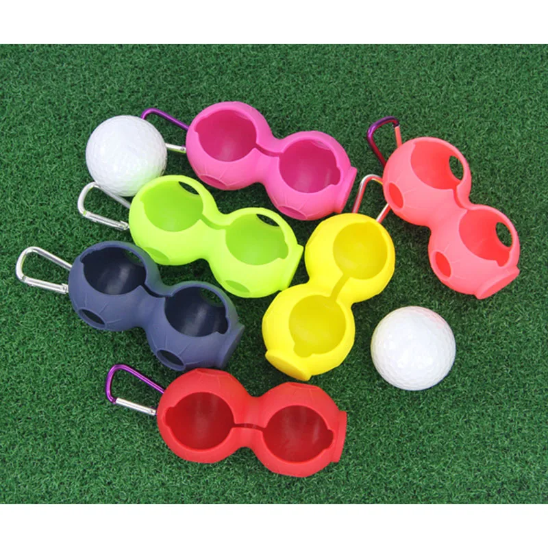 HOT 2Pcs Silicone Golf Ball Protective Cover Soft Waist Holder Sleeve storage Bag with Carabiner Keyring Golfing HV99 | Спорт и
