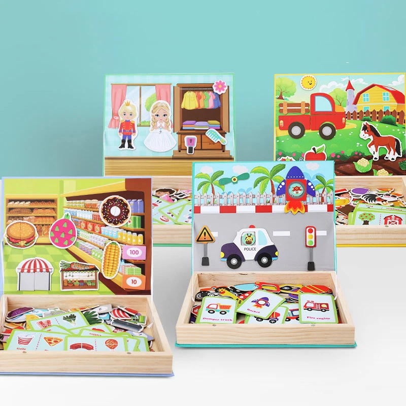 

Magnetic Jigsaw Puzzle Changing Clothes Games Montessori Educational Wooden Toys for Children Boys Girls Diy Wood Toy 3d Kids